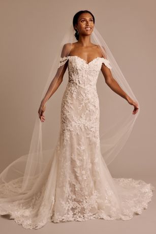 Scattered Organza Rosette Tulle Cathedral Veil | David's Bridal
